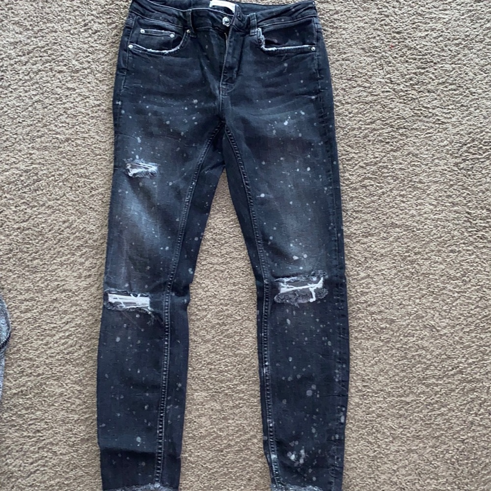 Zara splatter jean with rips and stretch